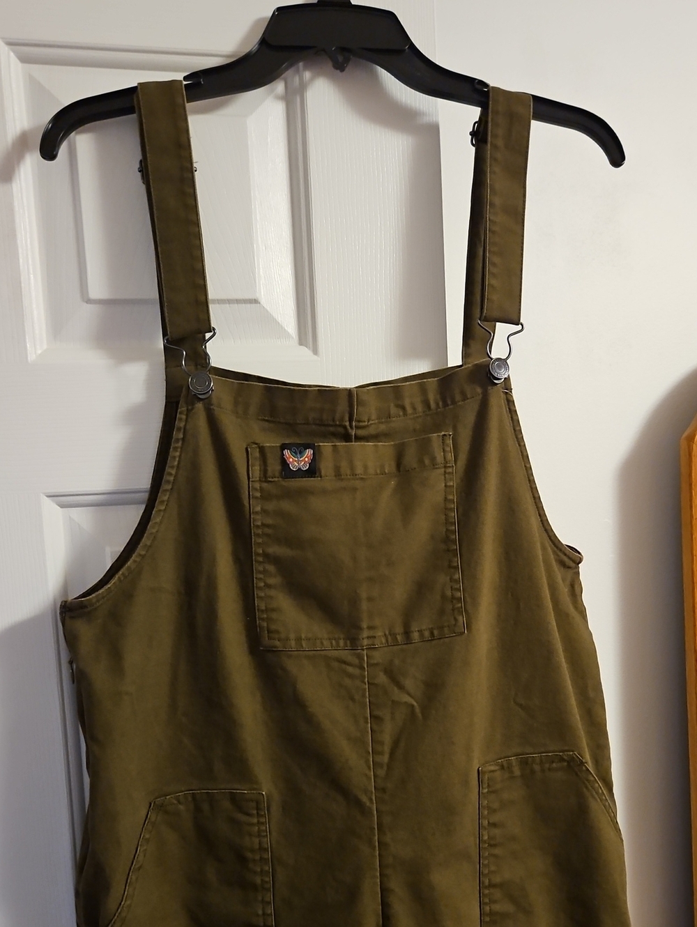 Olive Green Cotton Overall Jumpsuit with Front Pocket & Adjustable Straps